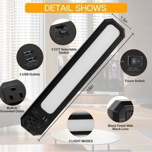 Under Cabinet Lights, Wall Plug-in Under Cabinet Lighting with Receptacle/Outlet